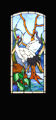 2 Oriental Cranes stained and leaded glass door custom design