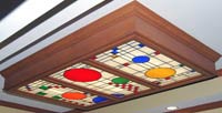 Custom stained and leaded glass Frank Lloyd Wright inspired skylight window