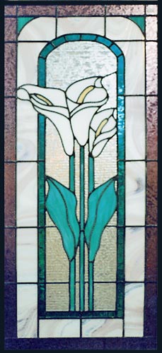 stained and leaded glass calla lily window