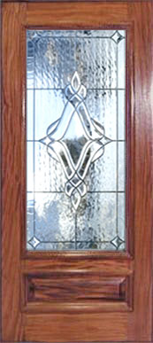 Leaded glass window in mahogany door