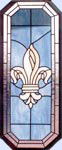 stained and leaded glass octagonal Fleur de Lis window