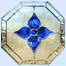 blue octagon stained and leaded glass custom window
