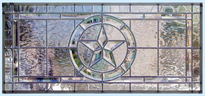 Texas Star horizontal leaded glass custom beveled transom window