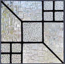 leaded glass abstract window of different textured glass custom glass design window