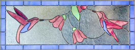 2 Hummingbirds Leaded Stained Glass Window