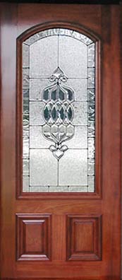 mahogany door with BC308 leaded glass window