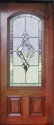 Leaded glass beveled window mahogany door