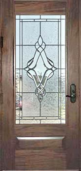 Mahogany door with leaded glass bevel window