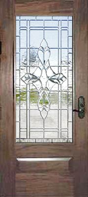 JS21 leaded glass bevel window in mahogany door