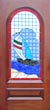 sailboat leaded glass door custom design
