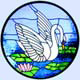  white swan stained and leaded glass custom window