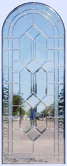 Custom leaded glass arched bevel window