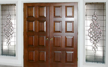 leaded glass entry with CH690 leaded glass bevel window