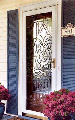 entry with all –beveled leaded glass windows