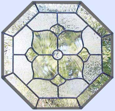Custom leaded glass octagon window with clear textured glasses