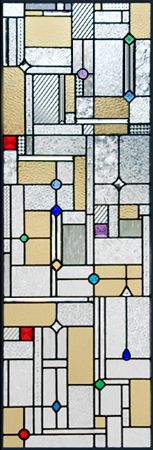 Frank Lloyd Wright inspired custom stained and leaded glass window