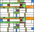 stained and leaded glass Frank Lloyd Wright inspired glass window FLWBIG1