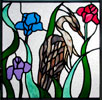Heron stained glass and leaded glass window