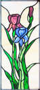 Custom irises stained and leaded glass window
