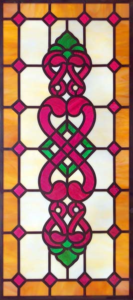 ZOOM to stained and leaded glass Victorian style glass sidelight window