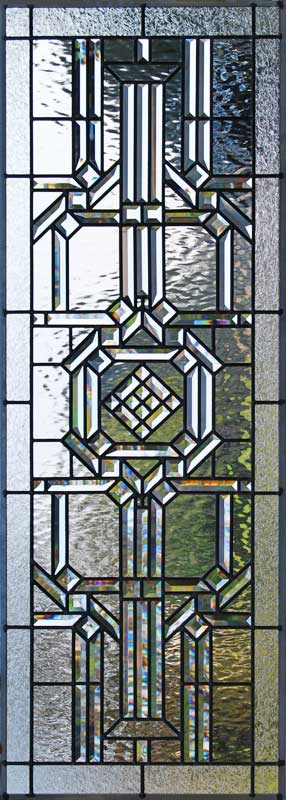 Custom leaded glass abstract pencil bevel window