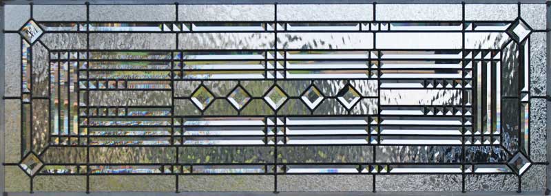 Custom leaded glass abstract bevel transom window