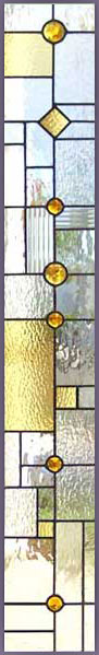 Custom abstract stained and leaded glass sidelight window inspired by frank lloyd wright