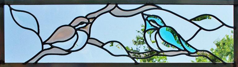 2 Songbirds leaded stained glass window