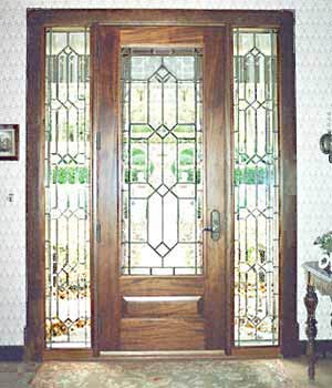 Door with leaded glass window