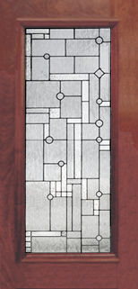 Frank Lloyd Wright inspired leaded glass door