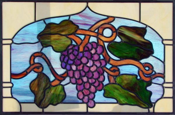 Grapes stained and leaded window custom glass design