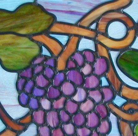 Stained and leaded glass Grapes window custom glass design