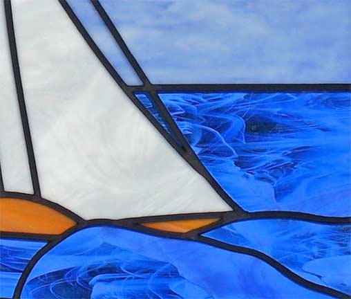 stained and leaded glass sailboat window custom glass design