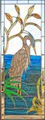 stained glass Blue Heron window