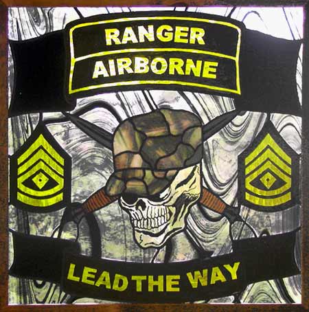 airborne ranger stained and leaded glass window