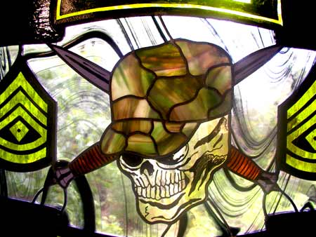 airborne ranger stained and leaded glass window