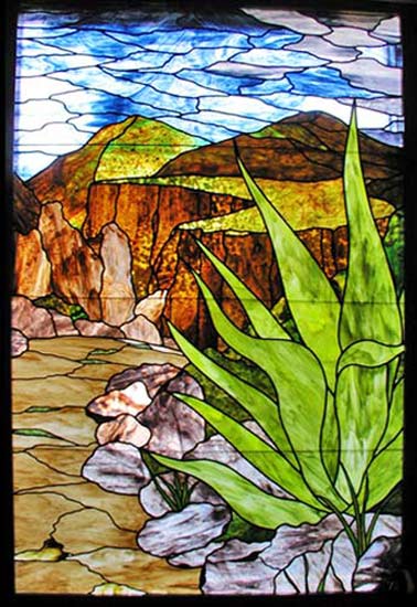 Custom stained and leaded glass window 1 for the for the Chapel at Bethany Lutheran Church in Austin, Texas, created by Jack McCoy