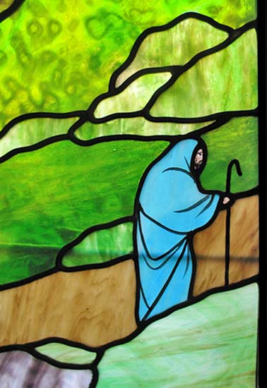 Custom stained and leaded glass window 3 for the for the Chapel at Bethany Lutheran Church in Austin, Texas, created by Jack McCoy