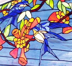 custom stained glass blue birds window