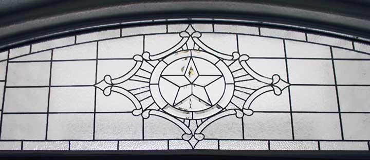 Custom leaded glass Texas Star bevel transom window