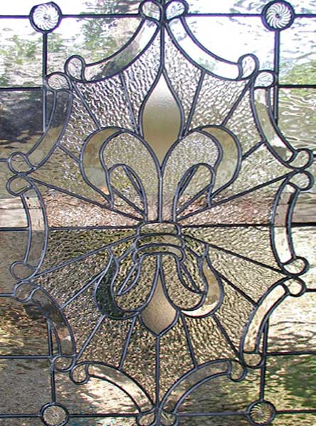 Large Leaded Glass Fleur Des Lis Window Custom By Jack McCoy