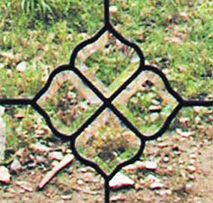 Closeup of leaded glass beveled window