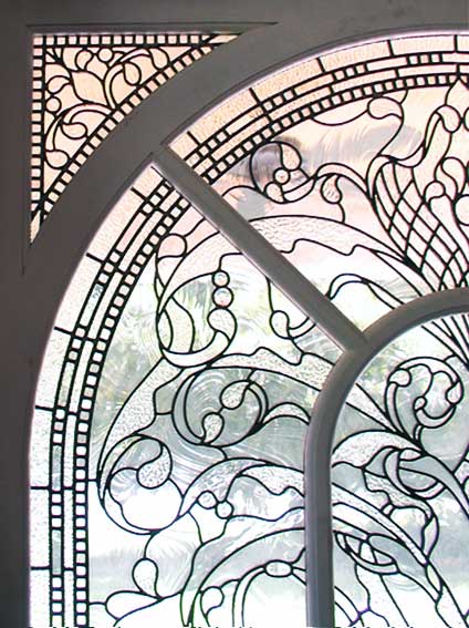 large leaded glass Keech Victorian style window