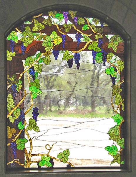 Custom stained glass Victorian style grapes window