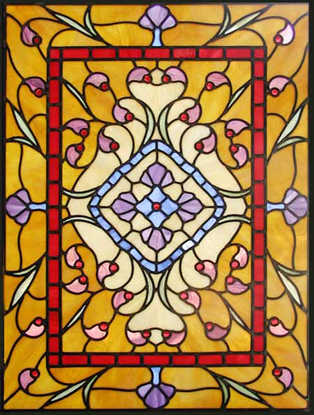 Custom Victorian style stained and leaded glass window