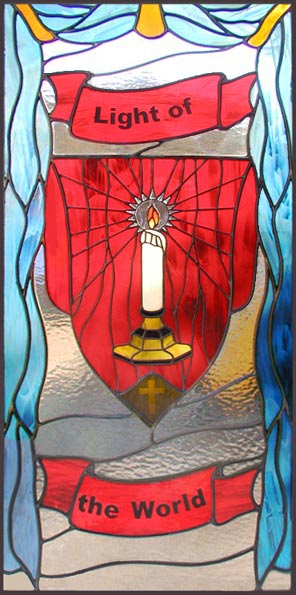 Light of the World custom spiritual stained glass and leaded glass window
