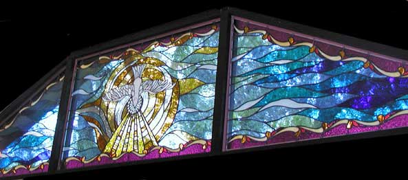 Dove of peace stained and leaded glass windows