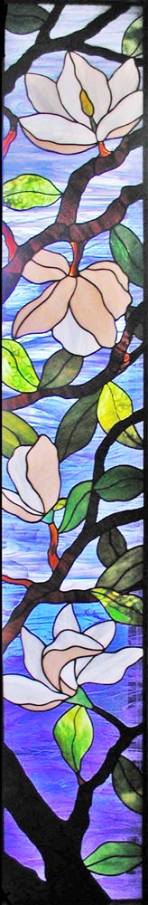 magnolias custom stained and leaded glass windows