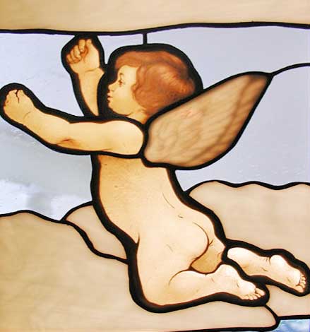 Cherub 7 stained and leaded glass window