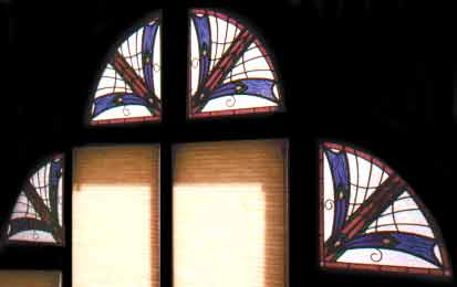 Custom art deco style stained and leaded glass windows